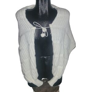 White Handmade Knit Bolero with Rope Tie at front L